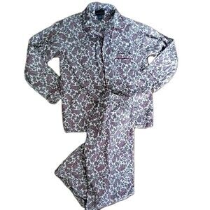 Vintage Pleetway Men's Fleece Pajama Set Sz Medium Paisley Balloon Seat Grandpa